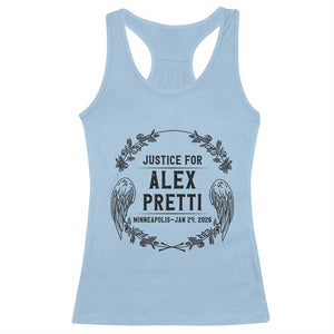Justice for Alex Pretti Racerback Tank Top Minneapolis January 24 2026 Tribute Memorial Wreath TS02 Light Blue Print Your Wear
