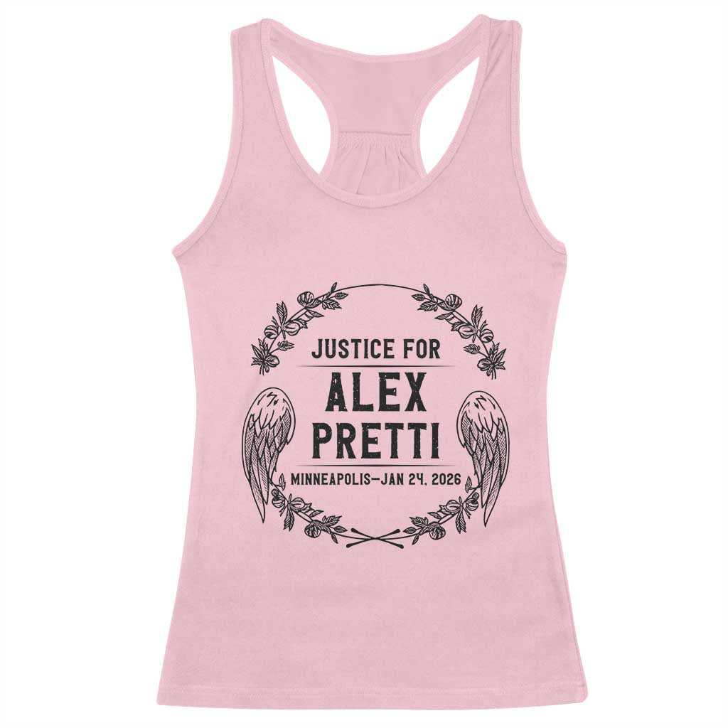 Justice for Alex Pretti Racerback Tank Top Minneapolis January 24 2026 Tribute Memorial Wreath TS02 Light Pink Print Your Wear
