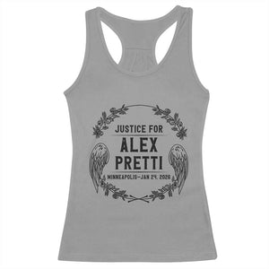 Justice for Alex Pretti Racerback Tank Top Minneapolis January 24 2026 Tribute Memorial Wreath TS02 Sport Gray Print Your Wear