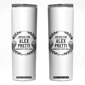 Justice for Alex Pretti Skinny Tumbler Minneapolis January 24 2026 Tribute Memorial Wreath TS02 White Print Your Wear