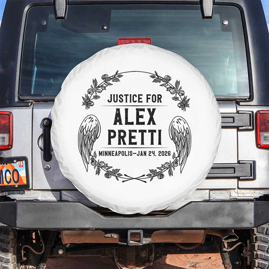 Justice for Alex Pretti Spare Tire Cover Minneapolis January 24 2026 Tribute Memorial Wreath TS02 No hole White Print Your Wear