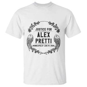 Justice for Alex Pretti T Shirt Minneapolis January 24 2026 Tribute Memorial Wreath TS02 White Print Your Wear