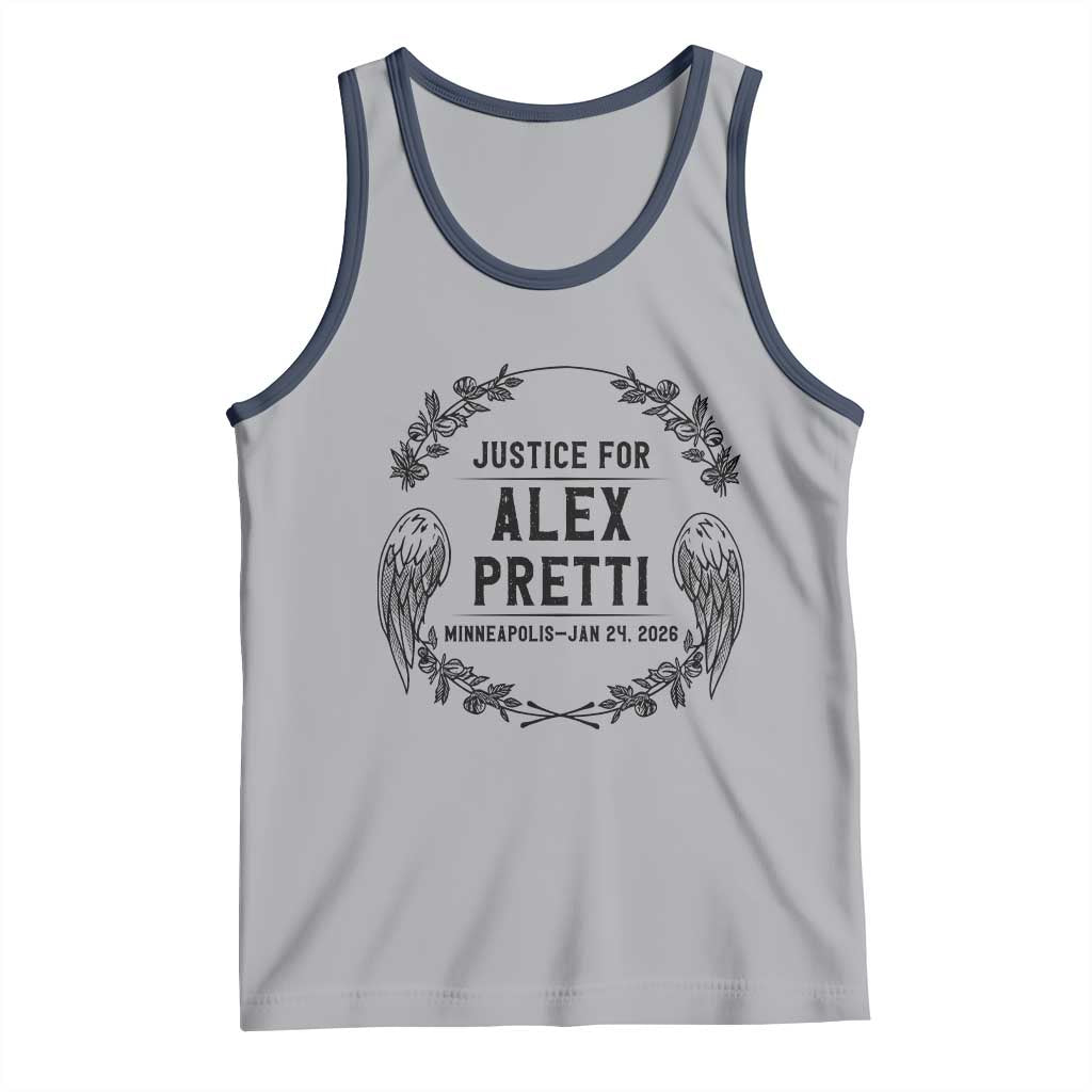 Justice for Alex Pretti Tank Top Minneapolis January 24 2026 Tribute Memorial Wreath TS02 Athletic Heather Navy Print Your Wear