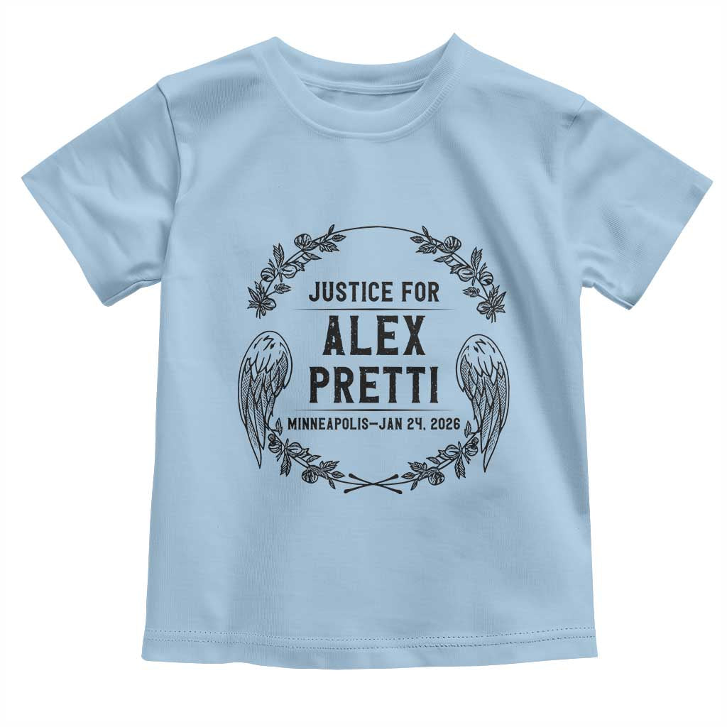 Justice for Alex Pretti Toddler T Shirt Minneapolis January 24 2026 Tribute Memorial Wreath TS02 Light Blue Print Your Wear