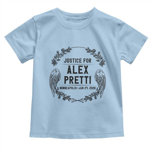 Justice for Alex Pretti Toddler T Shirt Minneapolis January 24 2026 Tribute Memorial Wreath TS02 Light Blue Print Your Wear