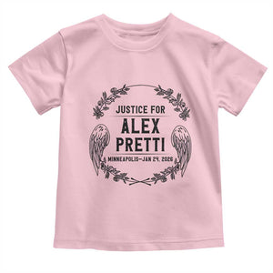 Justice for Alex Pretti Toddler T Shirt Minneapolis January 24 2026 Tribute Memorial Wreath TS02 Light Pink Print Your Wear