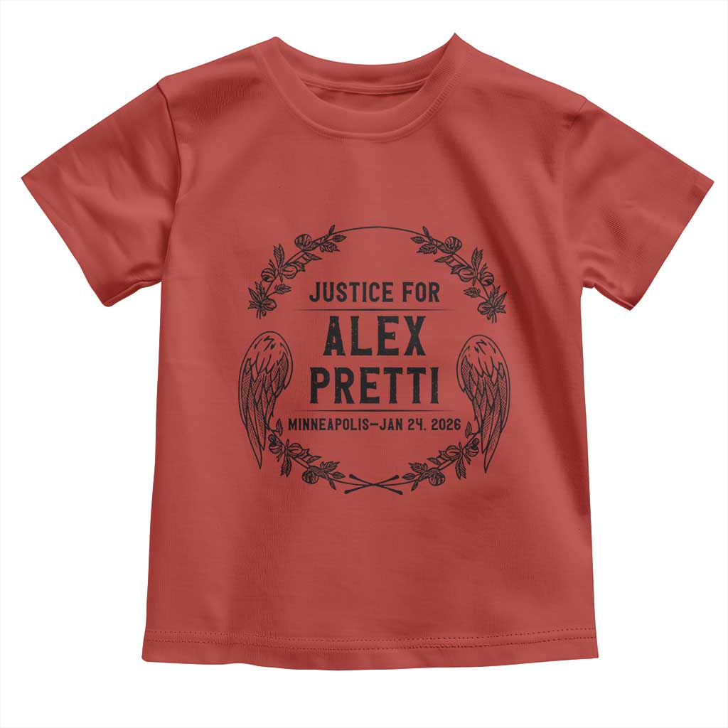 Justice for Alex Pretti Toddler T Shirt Minneapolis January 24 2026 Tribute Memorial Wreath TS02 Red Print Your Wear