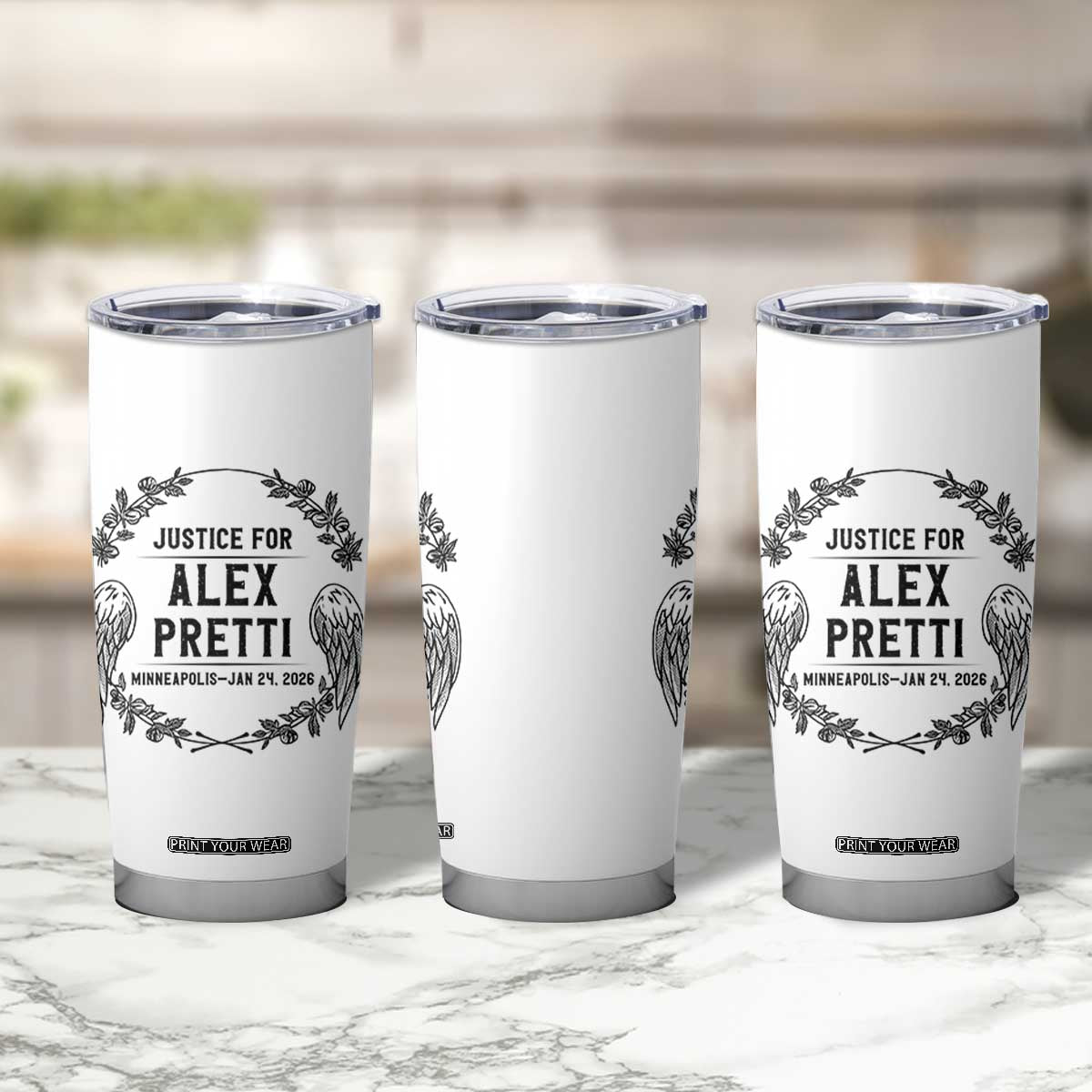 Justice for Alex Pretti Tumbler Cup Minneapolis January 24 2026 Tribute Memorial Wreath TS02 Print Your Wear