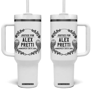Justice for Alex Pretti Tumbler With Handle Minneapolis January 24 2026 Tribute Memorial Wreath TS02 One Size: 40 oz White Print Your Wear