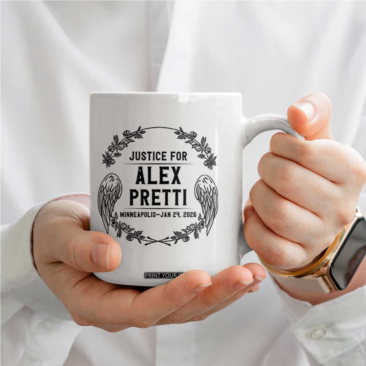 Justice for Alex Pretti Coffee Mug Minneapolis January 24 2026 Tribute Memorial Wreath TS02 Print Your Wear