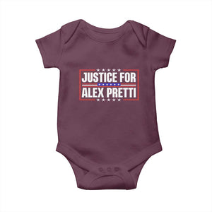 Justice for Alex Pretti Patriotic Baby Onesie Minneapolis Jan 24 2026 Memorial Red White and Blue TS02 Maroon Print Your Wear