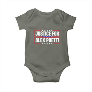 Justice for Alex Pretti Patriotic Baby Onesie Minneapolis Jan 24 2026 Memorial Red White and Blue TS02 Military Green Print Your Wear