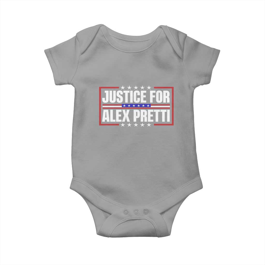 Justice for Alex Pretti Patriotic Baby Onesie Minneapolis Jan 24 2026 Memorial Red White and Blue TS02 Sport Gray Print Your Wear