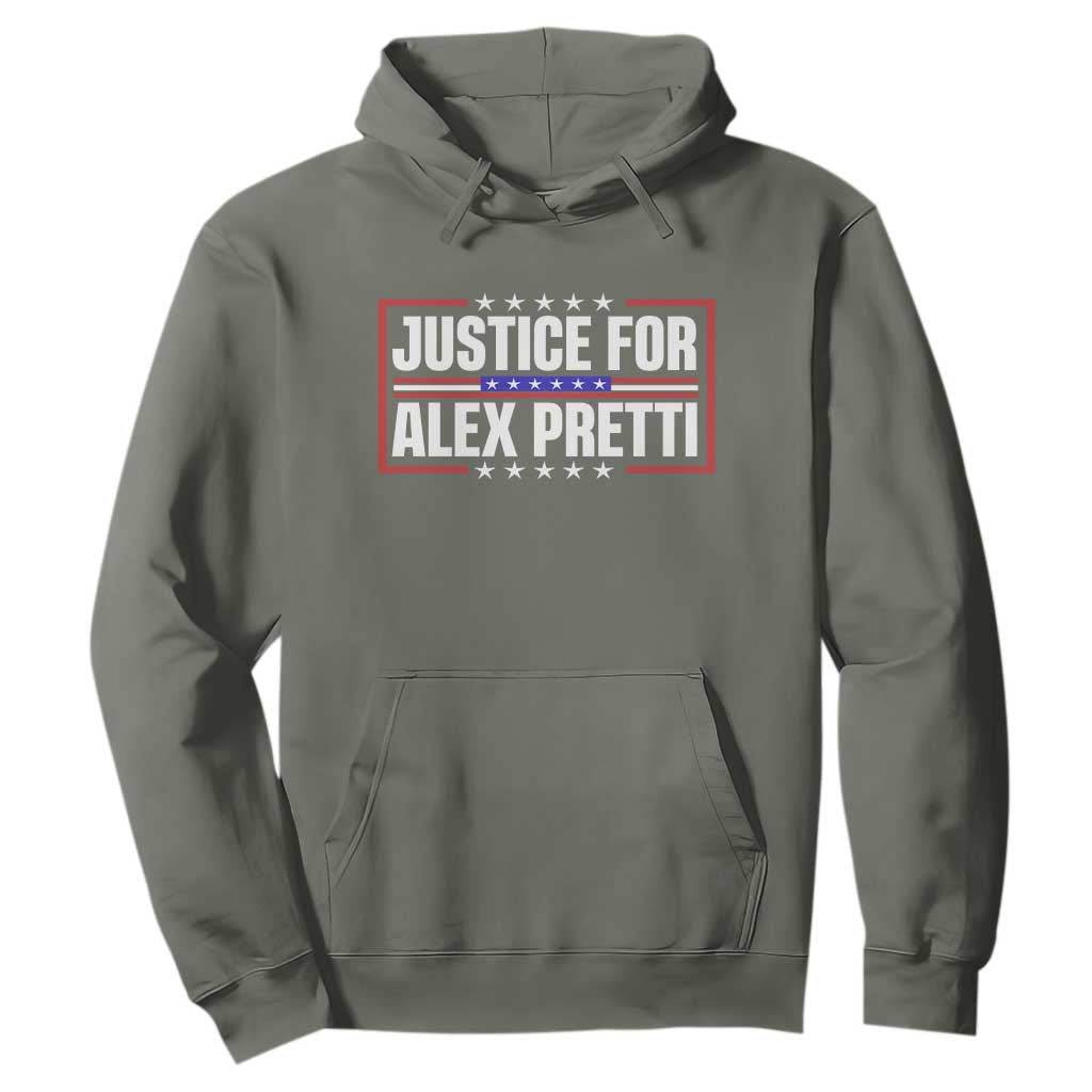 Justice for Alex Pretti Patriotic Hoodie Minneapolis Jan 24 2026 Memorial Red White and Blue TS02 Military Green Print Your Wear