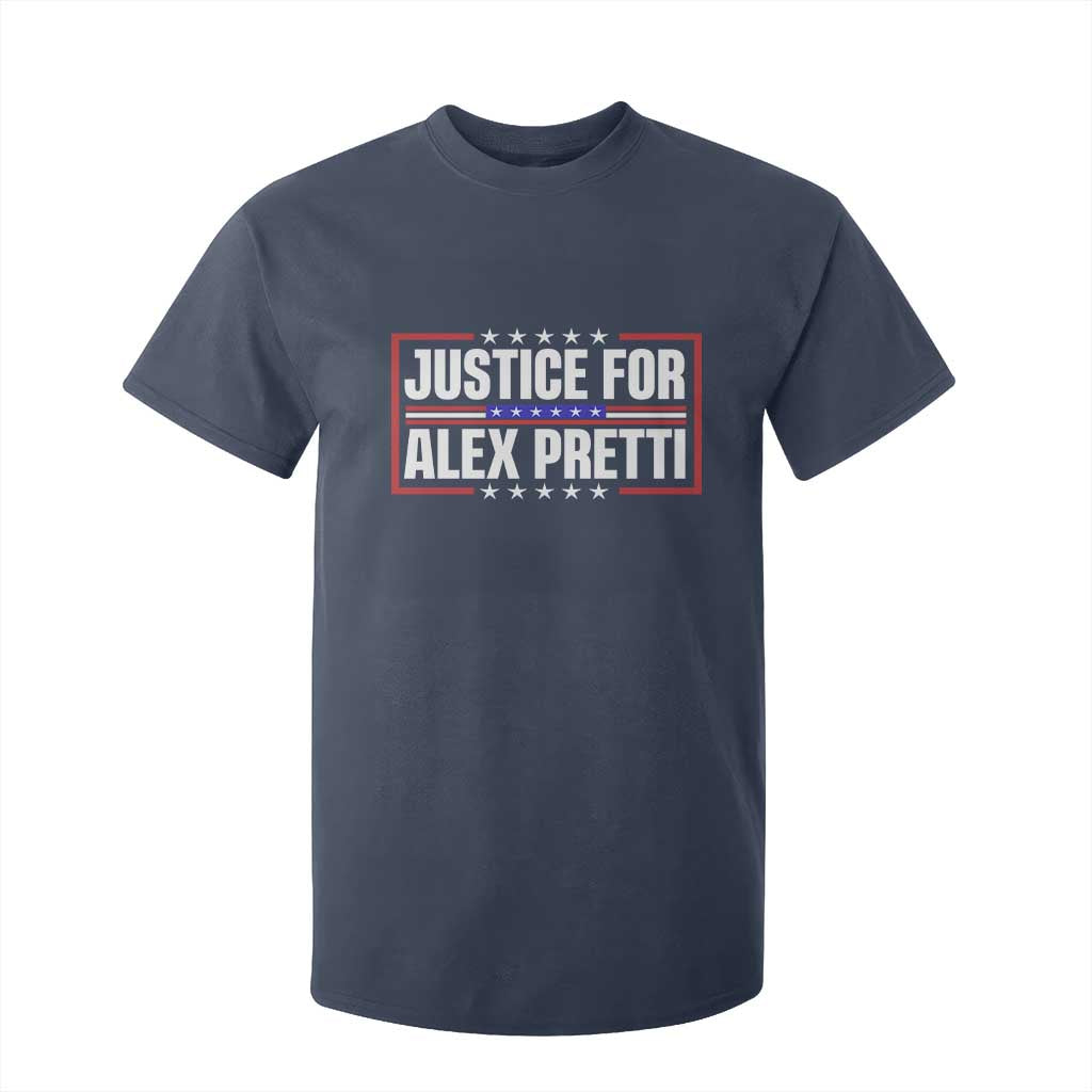 Justice for Alex Pretti Patriotic T Shirt For Kid Minneapolis Jan 24 2026 Memorial Red White and Blue TS02 Navy Print Your Wear