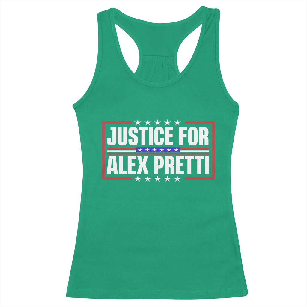 Justice for Alex Pretti Patriotic Racerback Tank Top Minneapolis Jan 24 2026 Memorial Red White and Blue TS02 Irish Green Print Your Wear