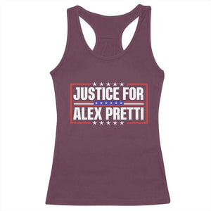 Justice for Alex Pretti Patriotic Racerback Tank Top Minneapolis Jan 24 2026 Memorial Red White and Blue TS02 Maroon Print Your Wear