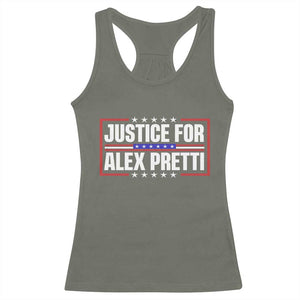 Justice for Alex Pretti Patriotic Racerback Tank Top Minneapolis Jan 24 2026 Memorial Red White and Blue TS02 Military Green Print Your Wear