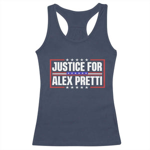 Justice for Alex Pretti Patriotic Racerback Tank Top Minneapolis Jan 24 2026 Memorial Red White and Blue TS02 Navy Print Your Wear