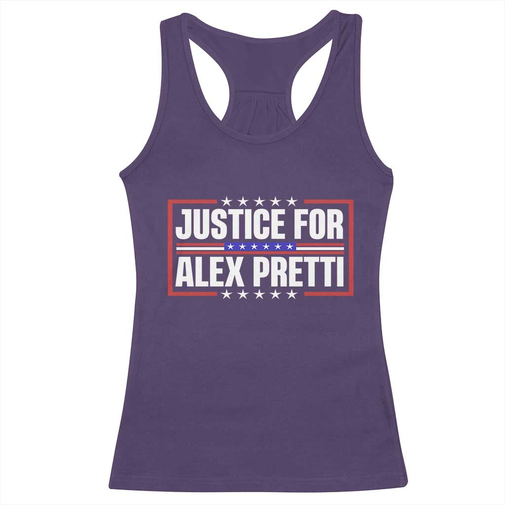 Justice for Alex Pretti Patriotic Racerback Tank Top Minneapolis Jan 24 2026 Memorial Red White and Blue TS02 Purple Print Your Wear