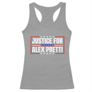 Justice for Alex Pretti Patriotic Racerback Tank Top Minneapolis Jan 24 2026 Memorial Red White and Blue TS02 Sport Gray Print Your Wear