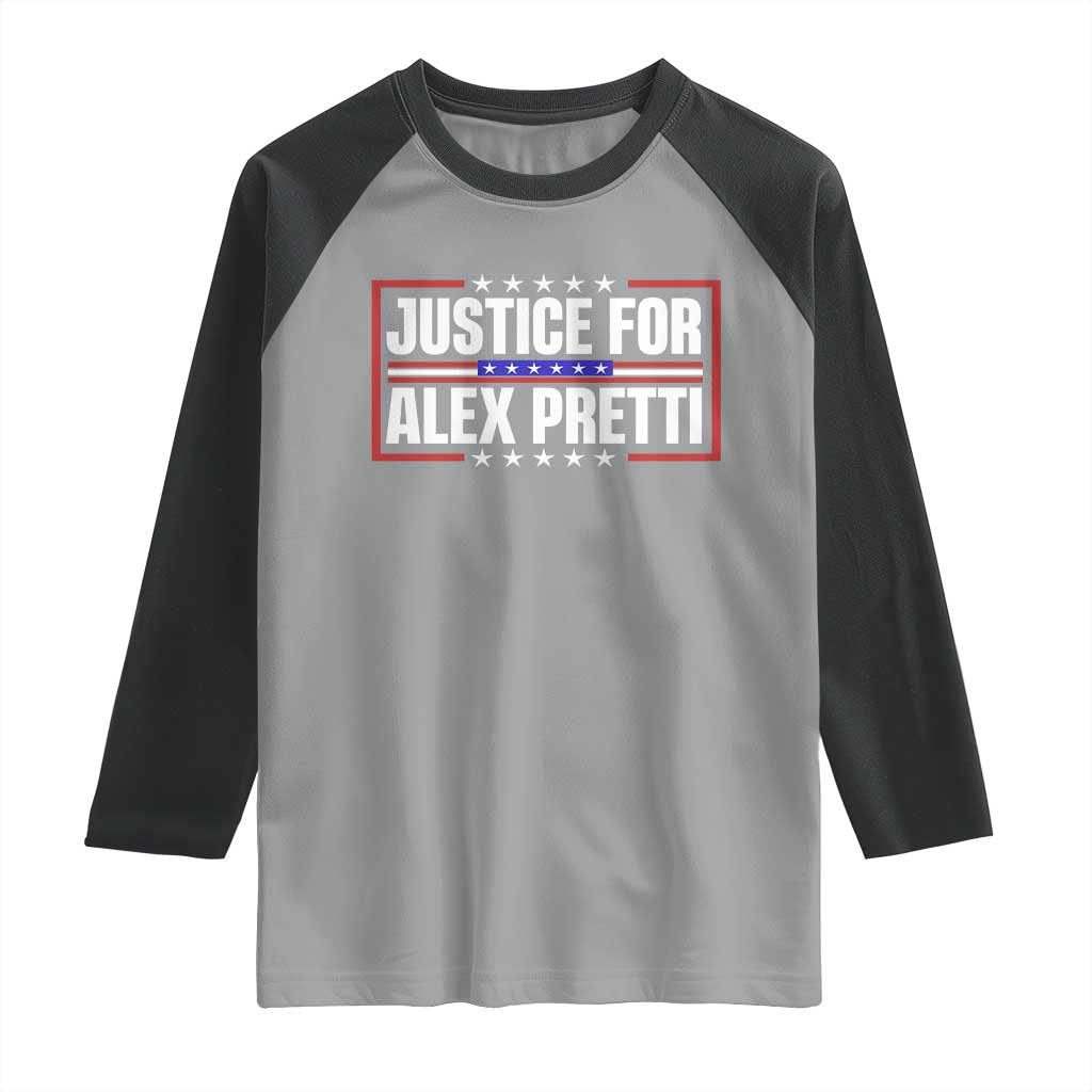 Justice for Alex Pretti Patriotic Raglan Shirt Minneapolis Jan 24 2026 Memorial Red White and Blue TS02 Sport Gray Black Print Your Wear