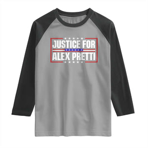 Justice for Alex Pretti Patriotic Raglan Shirt Minneapolis Jan 24 2026 Memorial Red White and Blue TS02 Sport Gray Black Print Your Wear