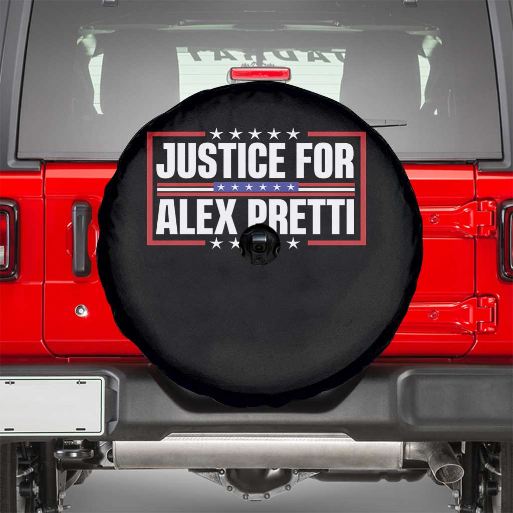 Justice for Alex Pretti Patriotic Spare Tire Cover Minneapolis Jan 24 2026 Memorial Red White and Blue TS02 Black Print Your Wear