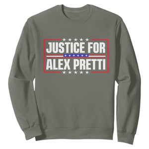 Justice for Alex Pretti Patriotic Sweatshirt Minneapolis Jan 24 2026 Memorial Red White and Blue TS02 Military Green Print Your Wear