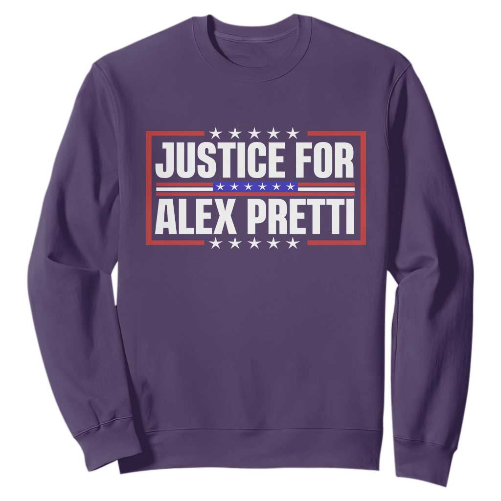 Justice for Alex Pretti Patriotic Sweatshirt Minneapolis Jan 24 2026 Memorial Red White and Blue TS02 Purple Print Your Wear