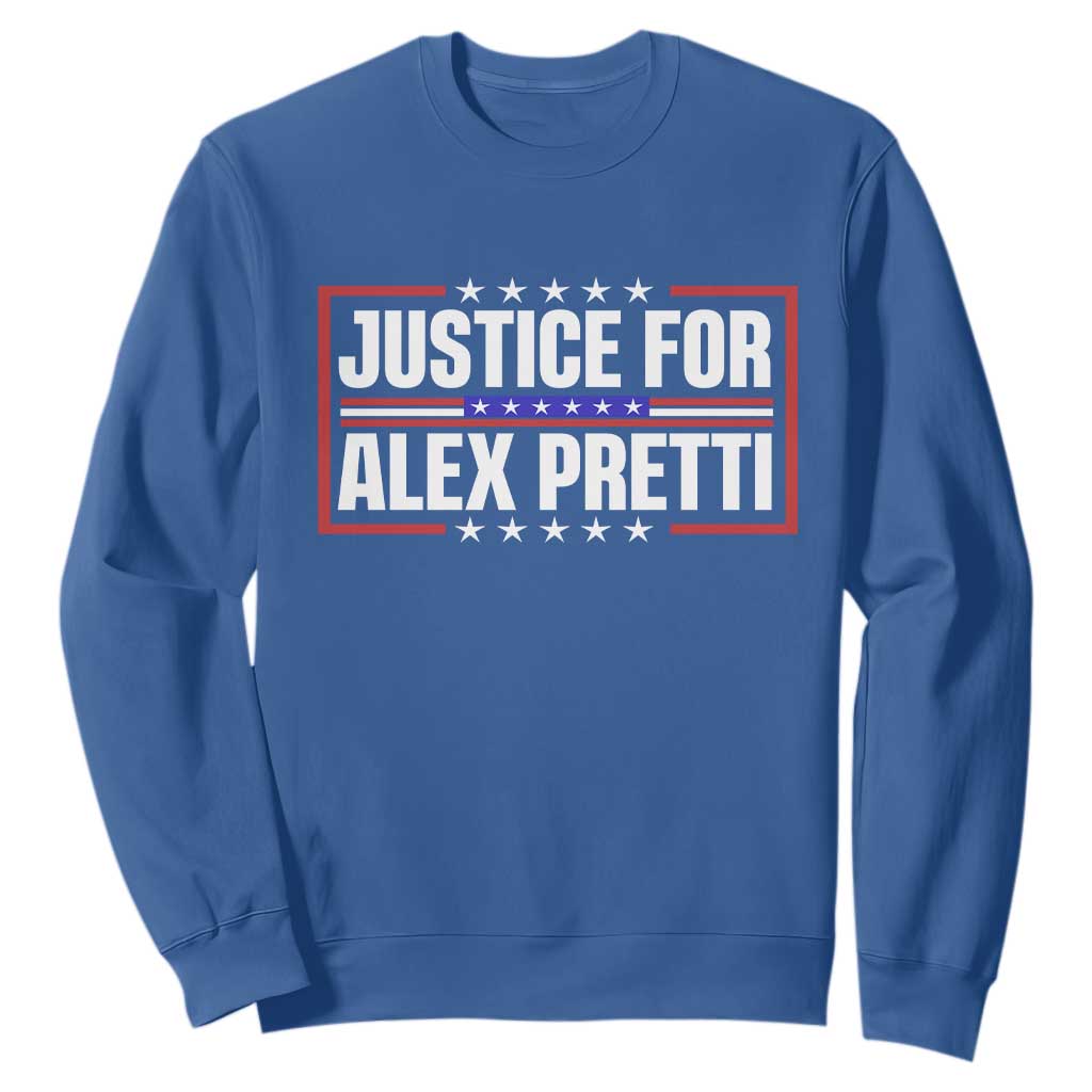 Justice for Alex Pretti Patriotic Sweatshirt Minneapolis Jan 24 2026 Memorial Red White and Blue TS02 Royal Blue Print Your Wear
