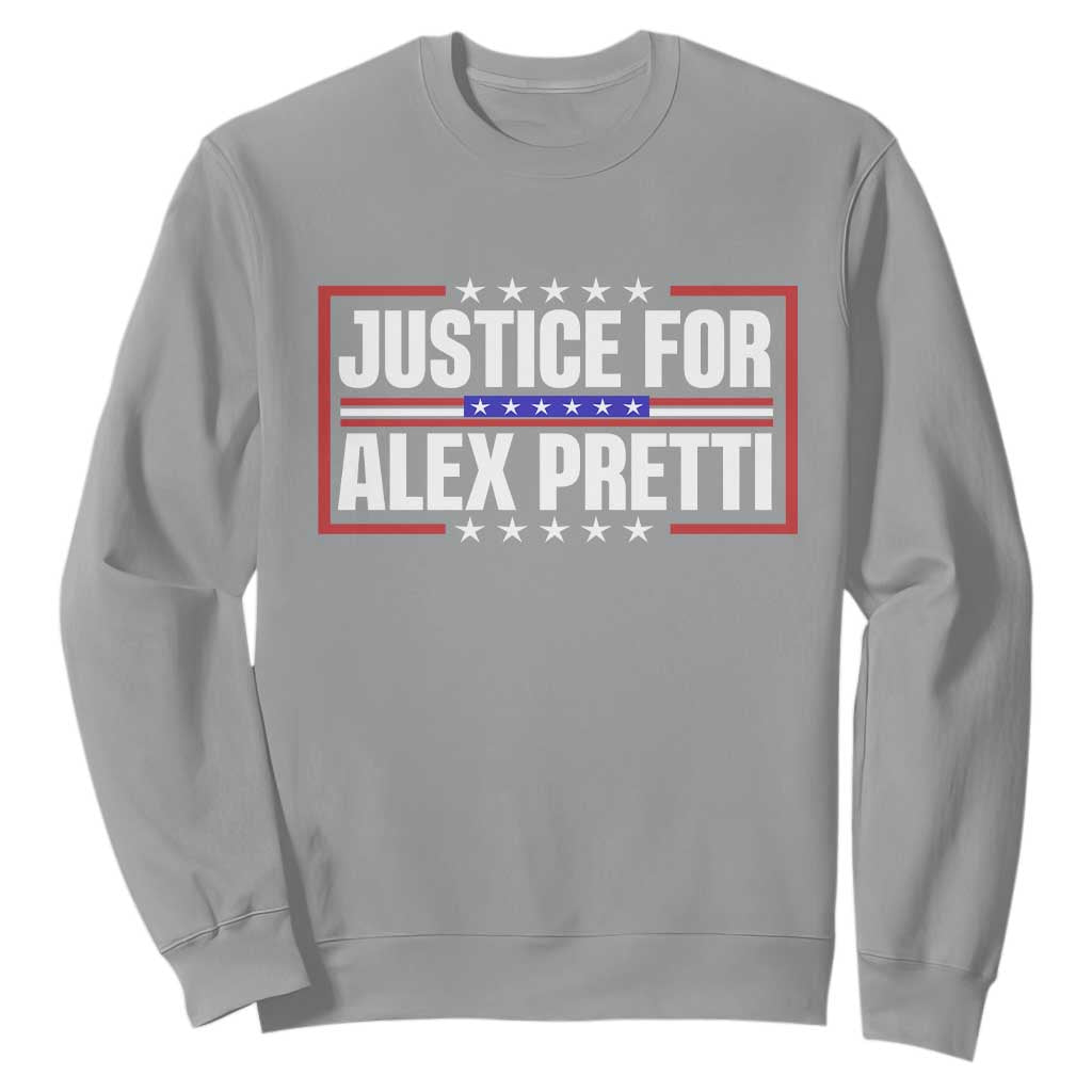 Justice for Alex Pretti Patriotic Sweatshirt Minneapolis Jan 24 2026 Memorial Red White and Blue TS02 Sport Gray Print Your Wear