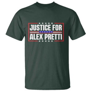 Justice for Alex Pretti Patriotic T Shirt Minneapolis Jan 24 2026 Memorial Red White and Blue TS02 Dark Forest Green Print Your Wear