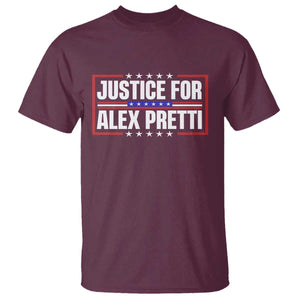Justice for Alex Pretti Patriotic T Shirt Minneapolis Jan 24 2026 Memorial Red White and Blue TS02 Maroon Print Your Wear