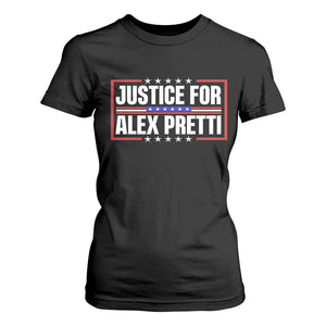 Justice for Alex Pretti Patriotic T Shirt For Women Minneapolis Jan 24 2026 Memorial Red White and Blue TS02 Black Print Your Wear