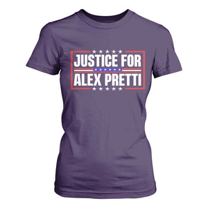 Justice for Alex Pretti Patriotic T Shirt For Women Minneapolis Jan 24 2026 Memorial Red White and Blue TS02 Purple Print Your Wear