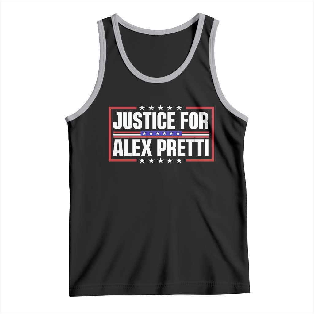 Justice for Alex Pretti Patriotic Tank Top Minneapolis Jan 24 2026 Memorial Red White and Blue TS02 Black Athletic Heather Print Your Wear