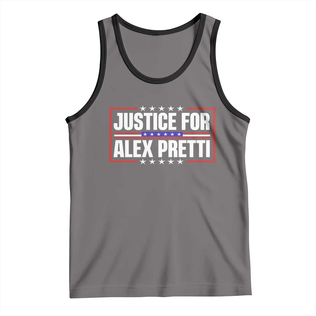 Justice for Alex Pretti Patriotic Tank Top Minneapolis Jan 24 2026 Memorial Red White and Blue TS02 Deep Heather Black Print Your Wear