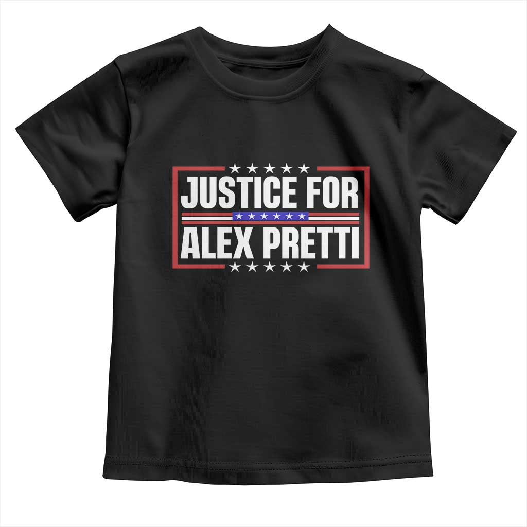 Justice for Alex Pretti Patriotic Toddler T Shirt Minneapolis Jan 24 2026 Memorial Red White and Blue TS02 Black Print Your Wear
