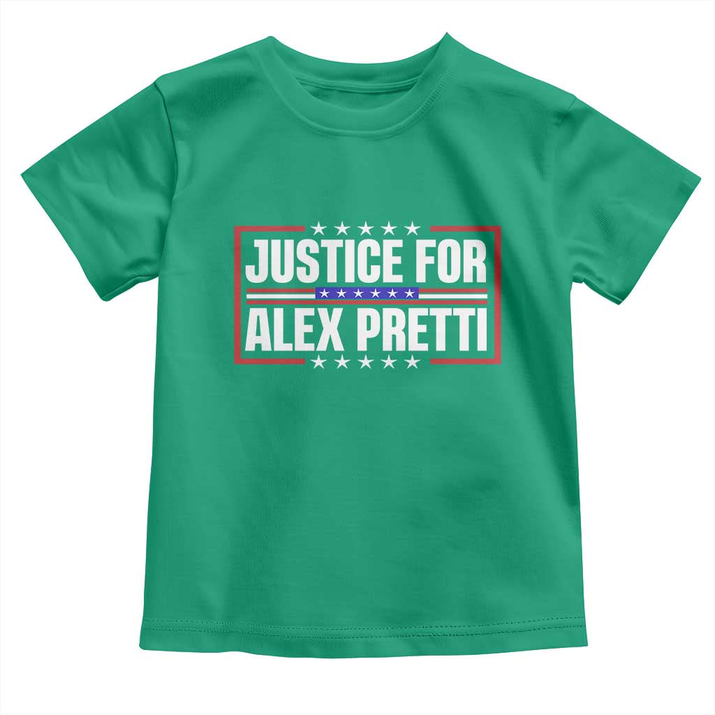 Justice for Alex Pretti Patriotic Toddler T Shirt Minneapolis Jan 24 2026 Memorial Red White and Blue TS02 Irish Green Print Your Wear