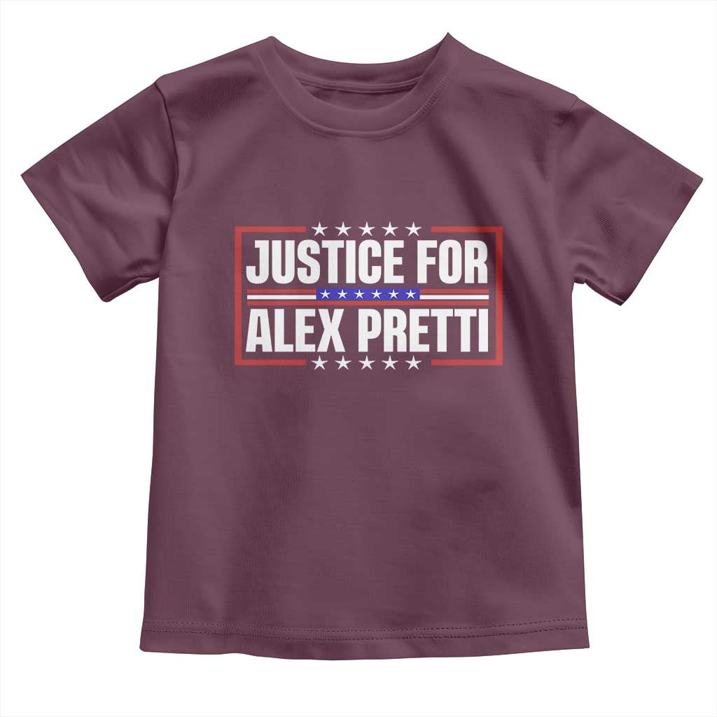 Justice for Alex Pretti Patriotic Toddler T Shirt Minneapolis Jan 24 2026 Memorial Red White and Blue TS02 Maroon Print Your Wear