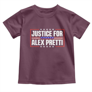 Justice for Alex Pretti Patriotic Toddler T Shirt Minneapolis Jan 24 2026 Memorial Red White and Blue TS02 Maroon Print Your Wear
