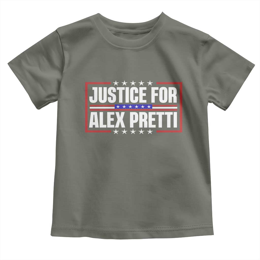 Justice for Alex Pretti Patriotic Toddler T Shirt Minneapolis Jan 24 2026 Memorial Red White and Blue TS02 Military Green Print Your Wear