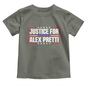 Justice for Alex Pretti Patriotic Toddler T Shirt Minneapolis Jan 24 2026 Memorial Red White and Blue TS02 Military Green Print Your Wear