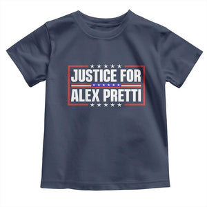 Justice for Alex Pretti Patriotic Toddler T Shirt Minneapolis Jan 24 2026 Memorial Red White and Blue TS02 Navy Print Your Wear
