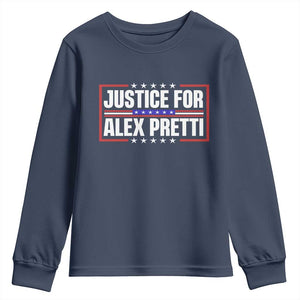 Justice for Alex Pretti Patriotic Youth Sweatshirt Minneapolis Jan 24 2026 Memorial Red White and Blue TS02 Navy Print Your Wear