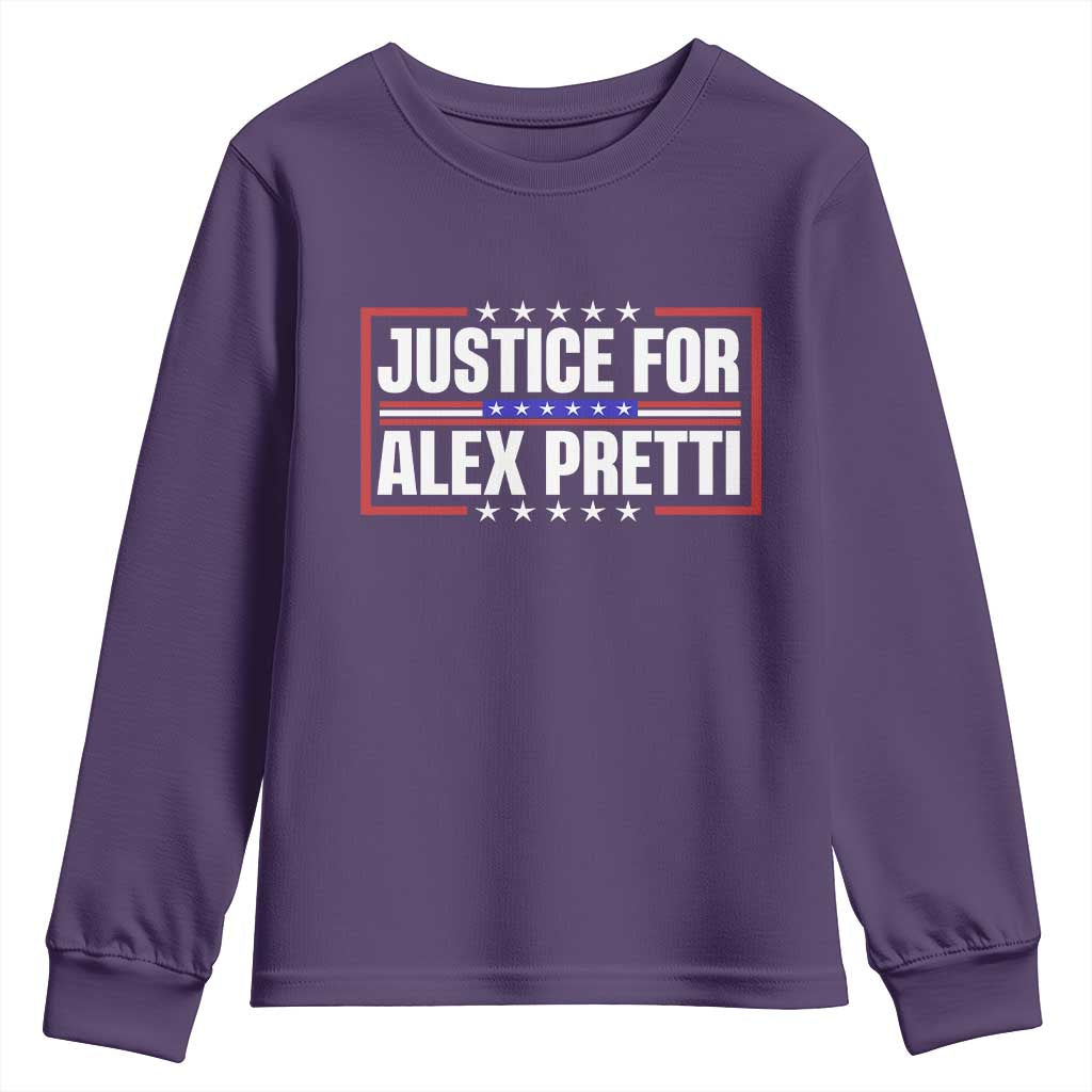 Justice for Alex Pretti Patriotic Youth Sweatshirt Minneapolis Jan 24 2026 Memorial Red White and Blue TS02 Purple Print Your Wear