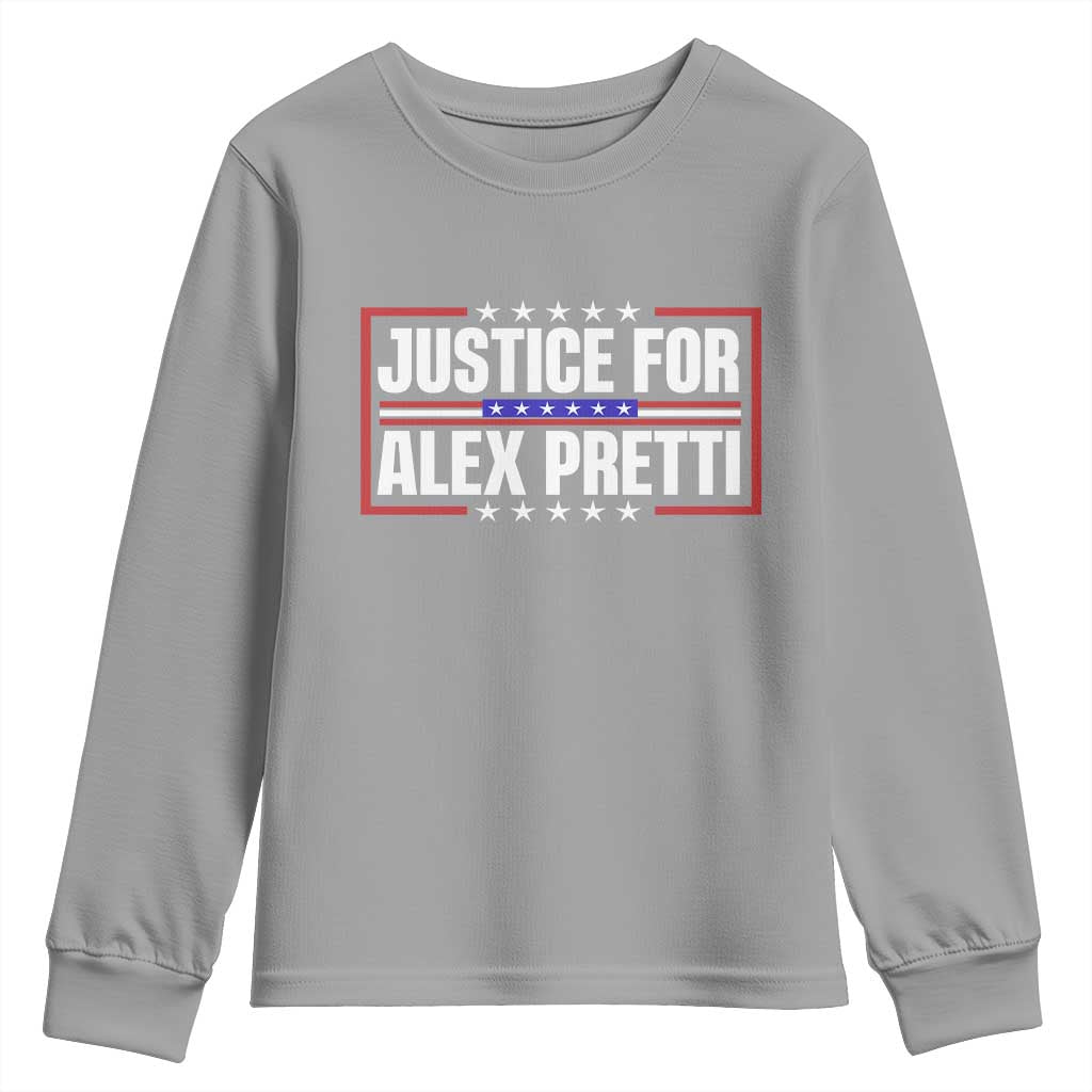 Justice for Alex Pretti Patriotic Youth Sweatshirt Minneapolis Jan 24 2026 Memorial Red White and Blue TS02 Sport Gray Print Your Wear
