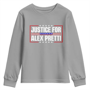 Justice for Alex Pretti Patriotic Youth Sweatshirt Minneapolis Jan 24 2026 Memorial Red White and Blue TS02 Sport Gray Print Your Wear