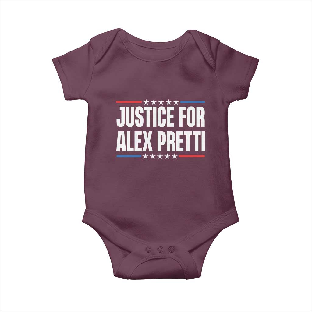 Justice for Alex Pretti Patriotic Baby Onesie Minneapolis Jan 24 2026 Memorial Tribute TS02 Maroon Print Your Wear